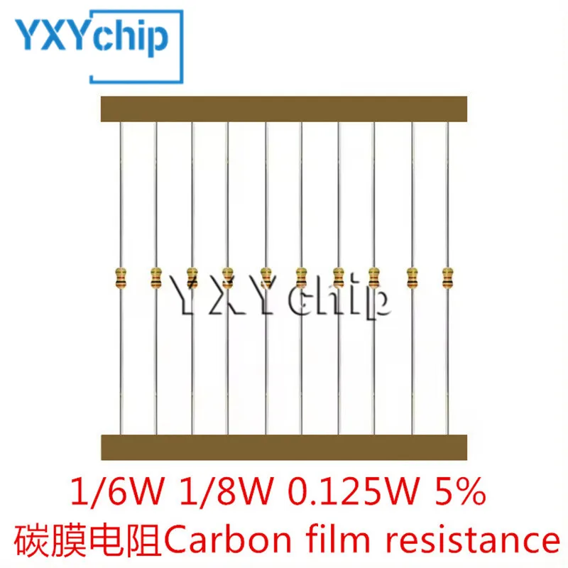 

100PCS 1/8W Carbon Film Resistor 5% 1R2 12R 120R 1K2 12K 120K 1.2 12 120 R K Ohm 0.125W 0R--1M