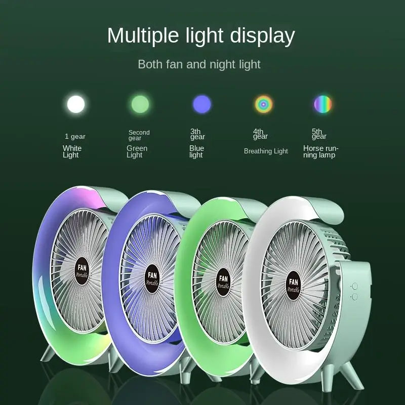 G shape 7 colorful LED night light desktop fan 1800mah rechargeable Home dormitory office air circulation electric portable fan
G shape 7 colorful LED night light desktop fan 1800mah rechargeable Home dormitory office air circulation electric portable fan