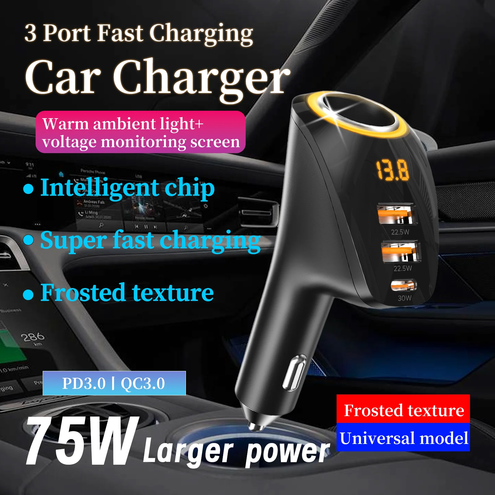 75W Car Charger Usb Type C Super Fast Charging PD 3.0 Quick Charge 3.0 Cigarette Lighter Socket For iPhone Xiaomi Samsung
75W Car Charger Usb Type C Super Fast Charging PD 3.0 Quick Charge 3.0 Cigarette Lighter Socket For iPhone Xiaomi Samsung