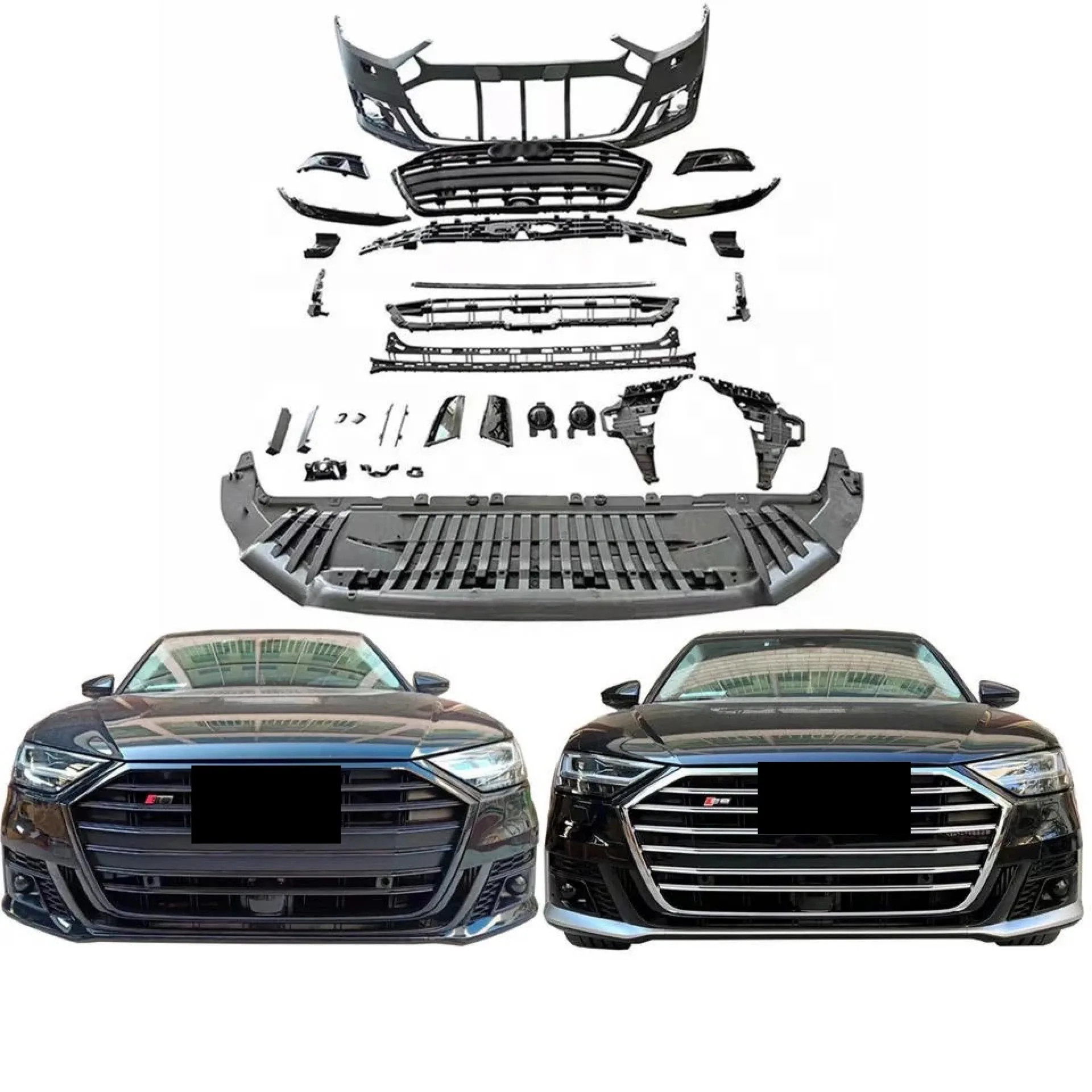 Factory direct A8 body kit front and rear bumper modifications and rear diffuser for Audi
Factory direct A8 body kit front and rear bumper modifications and rear diffuser for Audi