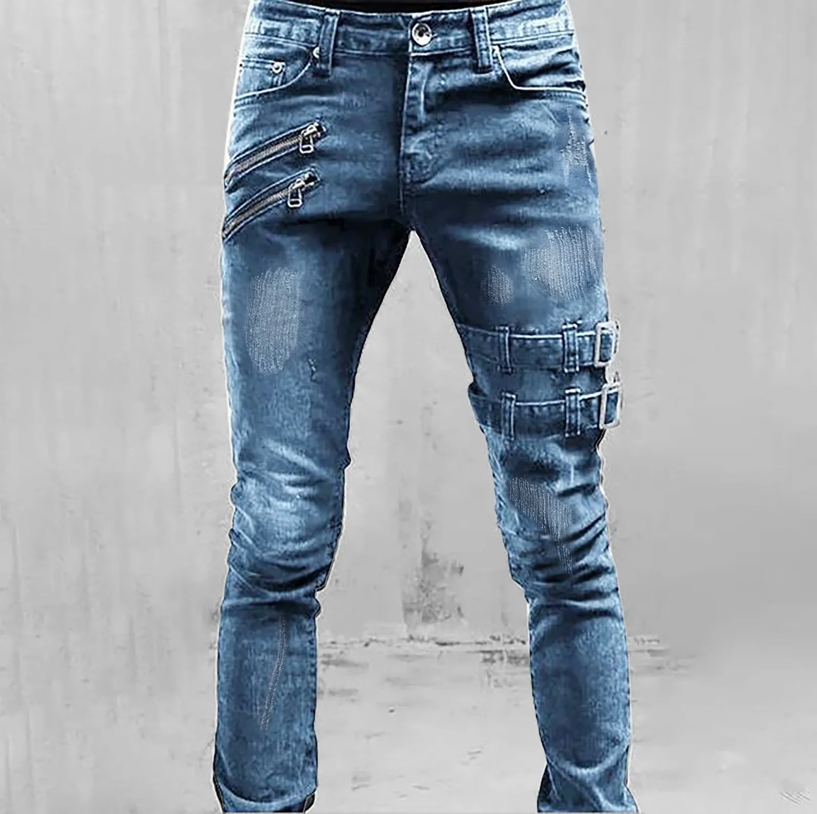 

Fit Ripped Casual Men's Mid-rise Slim Jeans Trousers Straight Men's pants Men Clothing Sport Jogger