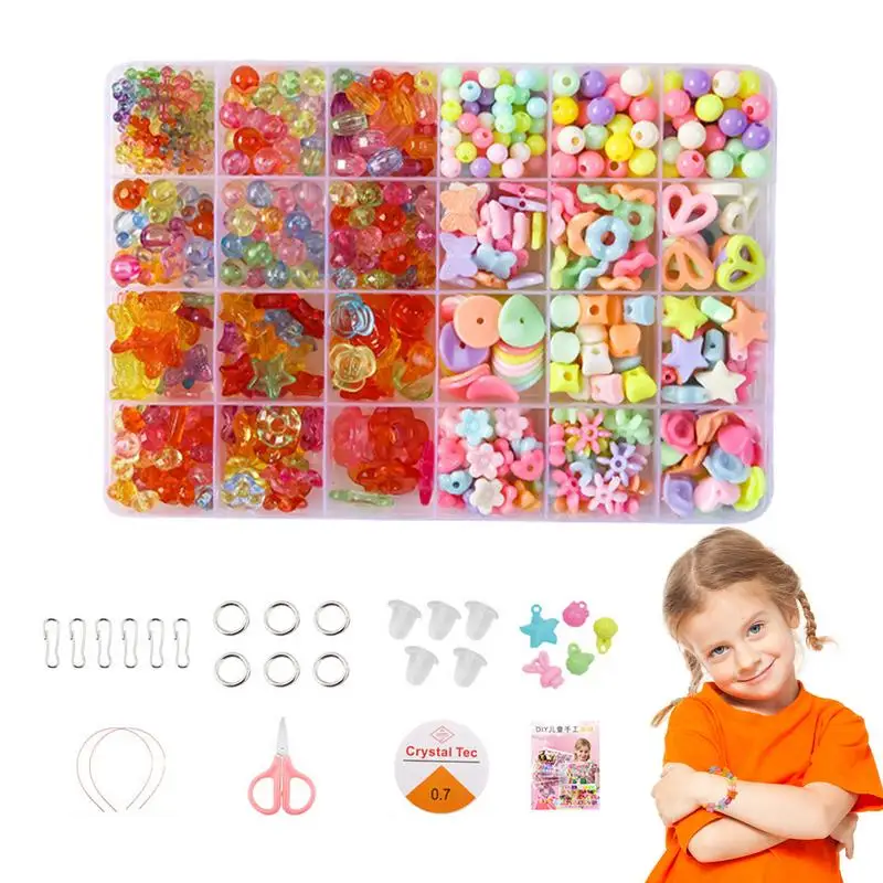 

Bead Bracelet Kit Kids DIY Bead Jewelry Making Kit Colorful Beads For Girls Art And Craft Bracelets Hair Hoop Toy For Age 4 5 6