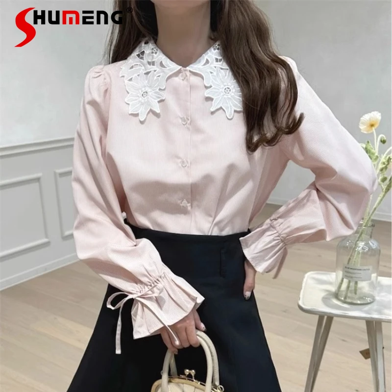 Japanese Style Lolita New Soft And Adorable Cute Flowers Lace Collar Sleeve Elegant Versatile Long Sleeve Shirt Women's Clothing
Japanese Style Lolita New Soft And Adorable Cute Flowers Lace Collar Sleeve Elegant Versatile Long Sleeve Shirt Women's Clothing
