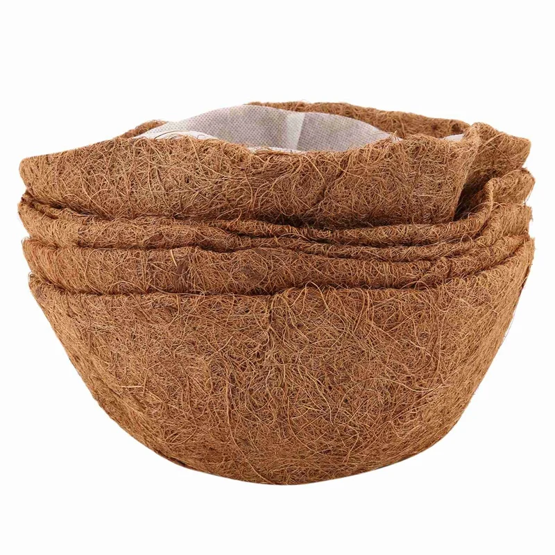 

Coco Coir Liners For Hanging Planter Basket, 4Pcs 12 Inches Half Round Coconut Fiber Plant Basket Liner And 4Pcs Linings Retail