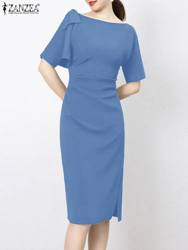 ZANZEA Women Fashion Summer Dress Elegant Slim Party Dresses O Neck Half Sleeve Robe Casual Solid OL Work Sundress Vestidos 
ZANZEA Women Fashion Summer Dress Elegant Slim Party Dresses O Neck Half Sleeve Robe Casual Solid OL Work Sundress Vestidos