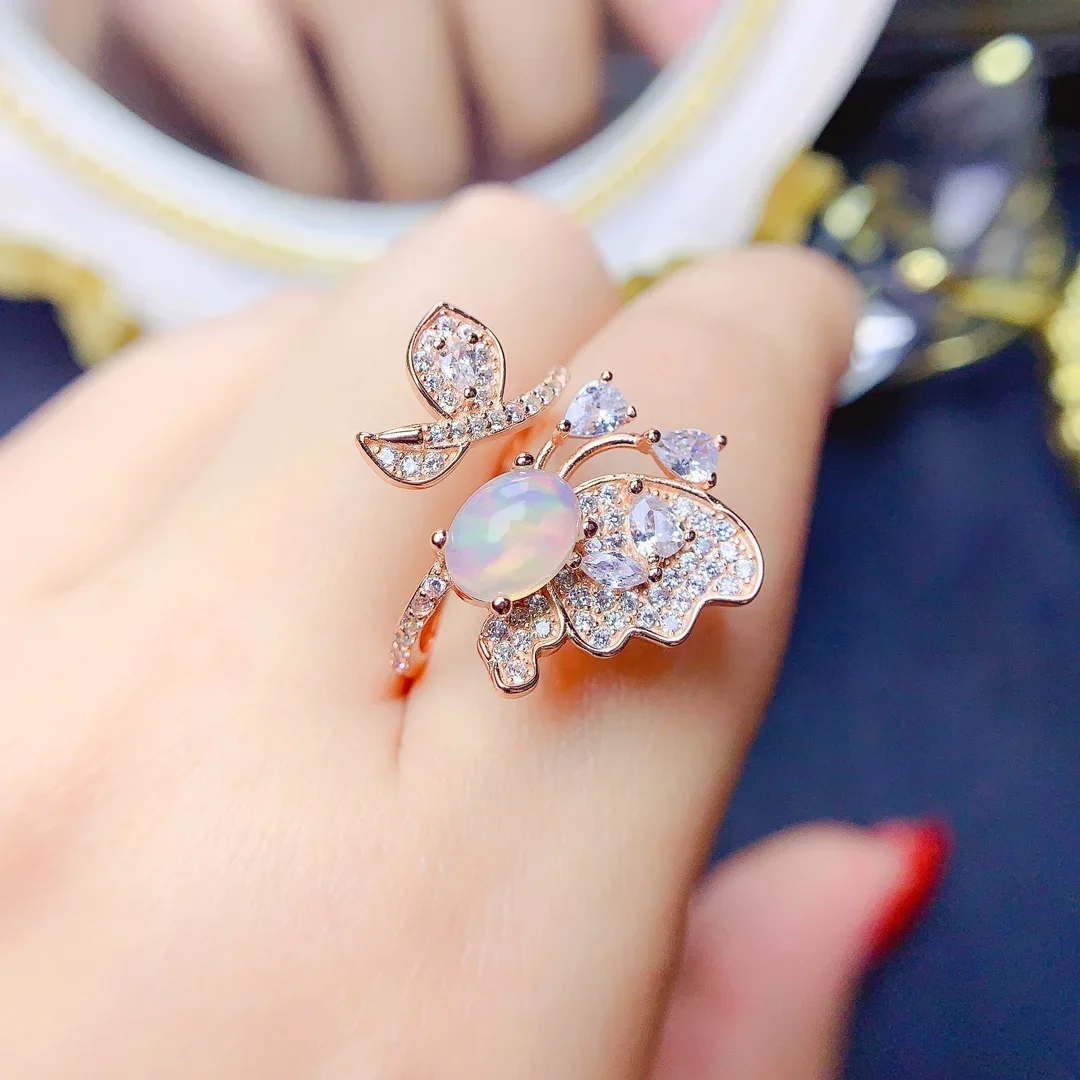 

Opal Ring Silver 925 Ring Engagement Rings for Women Luxury Gemstones Jewelry Gems New in Rings Wedding Adjustable Fine