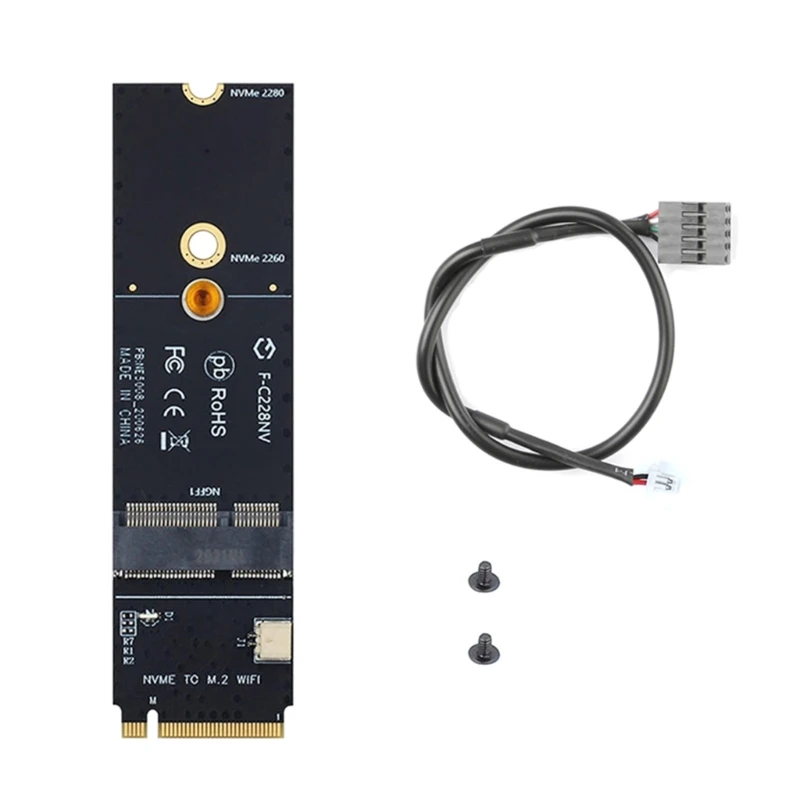 

Wifi Adapter A+E Key to M-Key Slot Wireless Card for BCM94352Z AX200 AX210 NVMe PCIE SSD Y3ND