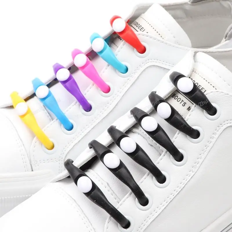 

12Pcs Stretch Silicone Shoelaces No Tie Shoe laces Elastic Laces Sneakers Kids and Adult Rubber Shoelace One Size Fits All Shoes