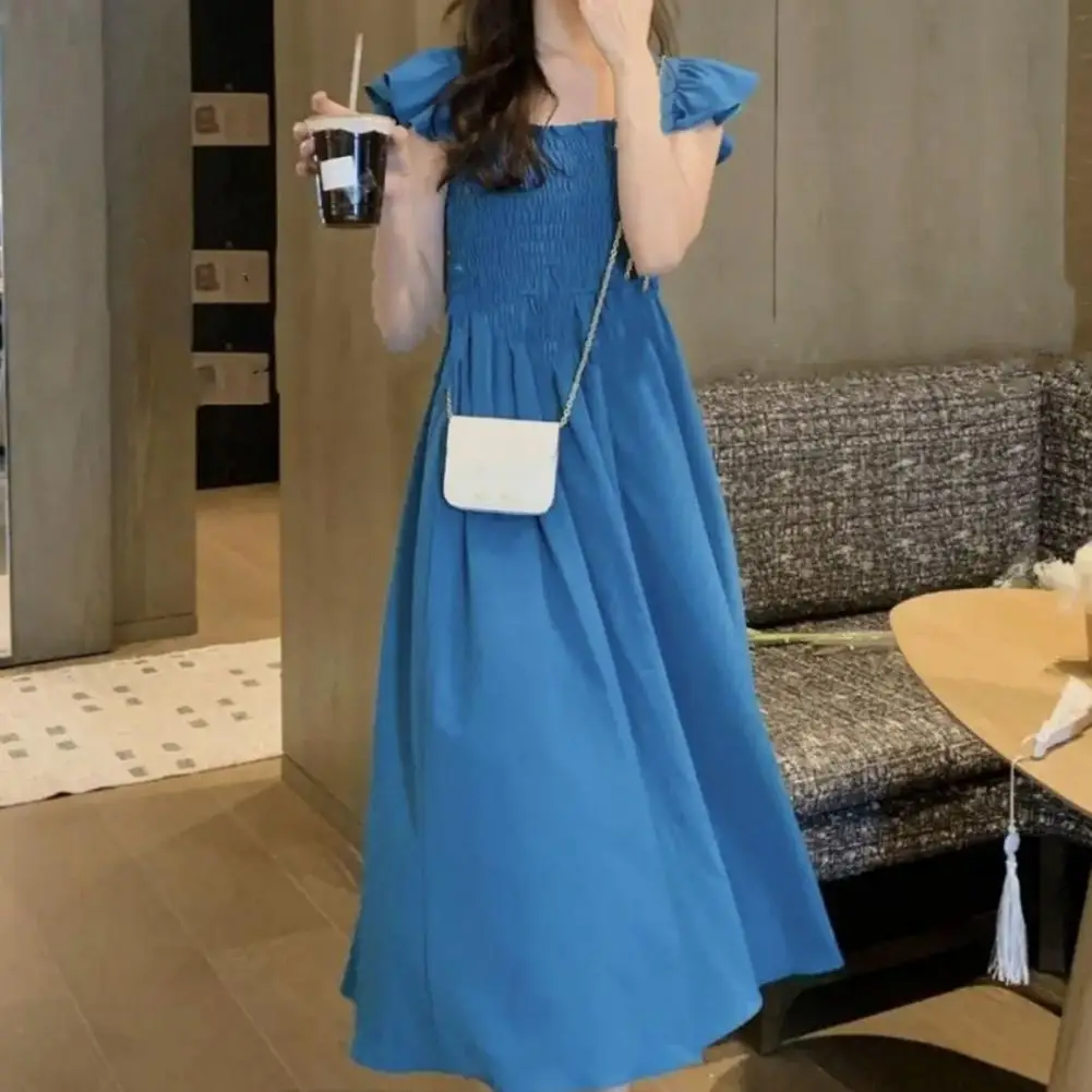 Solid Color Dress Elegant Square Neck Midi Dress with Ruffle Sleeves Pleated A-line Hem Women's Summer Fashion for High Waist
Solid Color Dress Elegant Square Neck Midi Dress with Ruffle Sleeves Pleated A-line Hem Women's Summer Fashion for High Waist