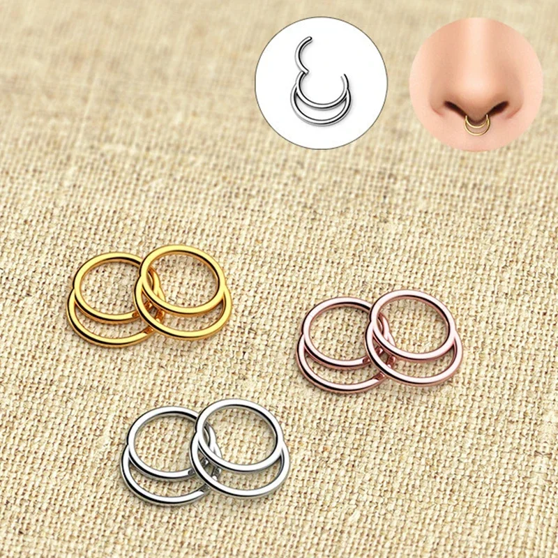 

8/10/12mm Nose Ring Hinged Clicker Segment Nose Rings Helix Cartilage Septum Hoop Surgical Stainless Steel Seamless Earrings