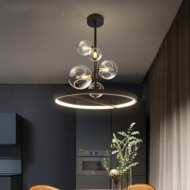 Nordic Style LED Chandelier Ring Glass Ball Black Dining Living Room Bar Bedroom Ceiling Pendant Lamps Home Decoration Lighting
Nordic Style LED Chandelier Ring Glass Ball Black Dining Living Room Bar Bedroom Ceiling Pendant Lamps Home Decoration Lighting