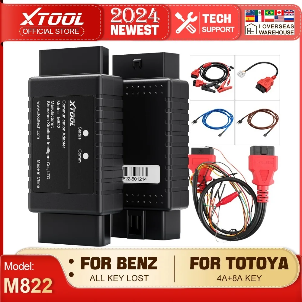 XTOOL M822 Adapter With J1K02 Cables For Benz All Key Lost +For Toyota 4A+8A Car Key Programmer
XTOOL M822 Adapter With J1K02 Cables For Benz All Key Lost +For Toyota 4A+8A Car Key Programmer