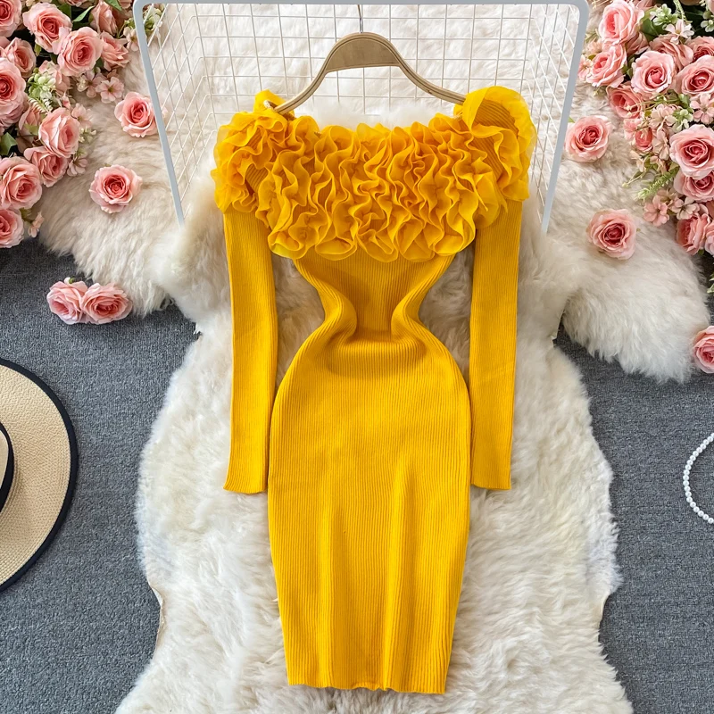 Fashion Slanted Neck Shoulder Body Knitted Dress Long Sleeve Elegant Women's Korean Fashion Tank Top Summer Hip Wrap Dress
Fashion Slanted Neck Shoulder Body Knitted Dress Long Sleeve Elegant Women's Korean Fashion Tank Top Summer Hip Wrap Dress