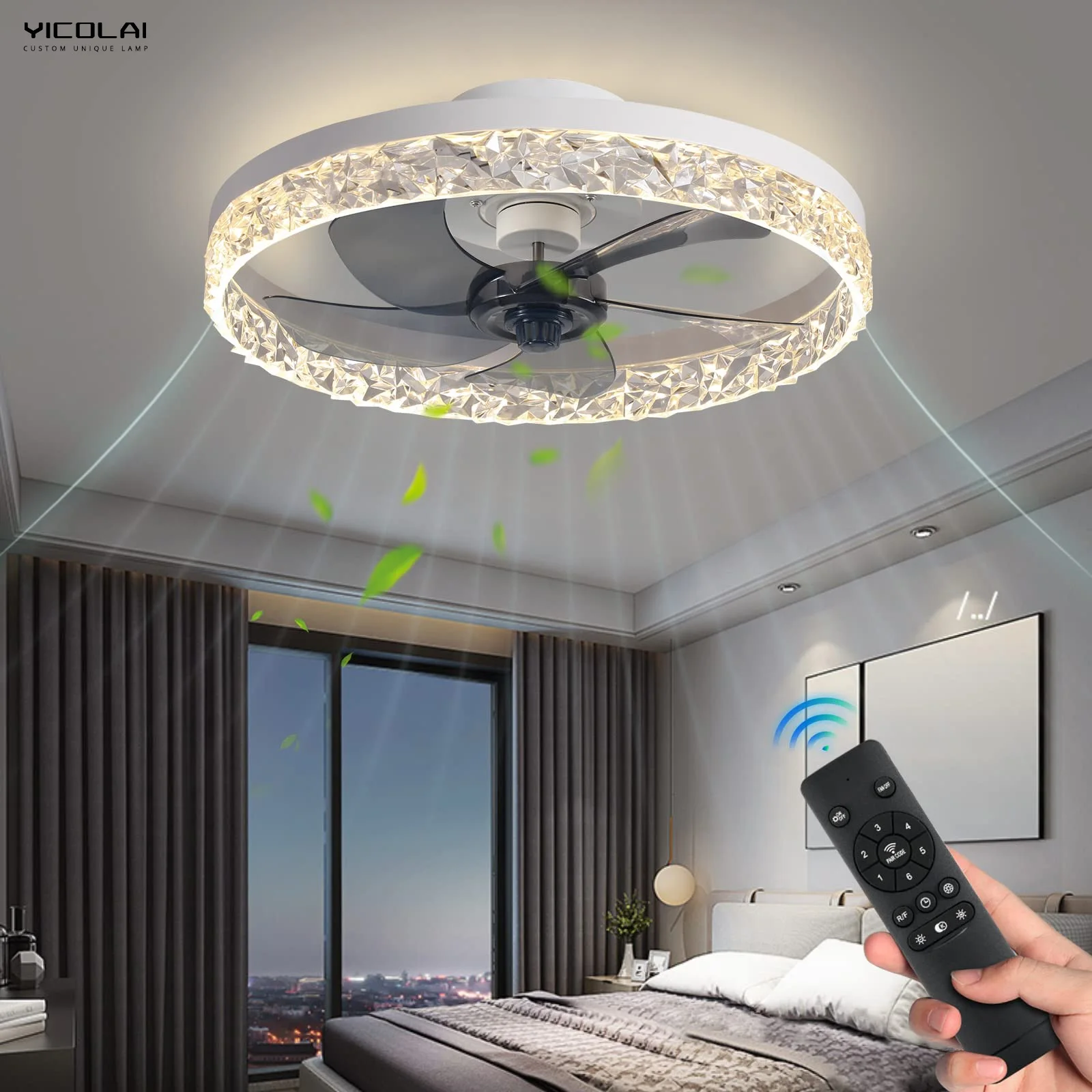 

Nordic Modern Ceiling Fan LED Light Crystal Glass For Living Dinning Study Room Bedroom Cloakroom Loft Home Decor Luxury Fixture