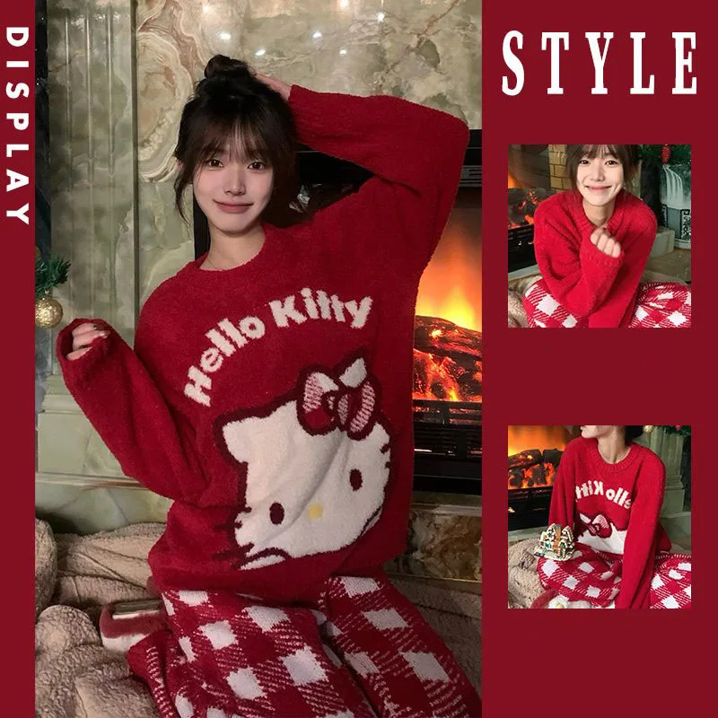 Новый аниме Kawaii Hellokitty новый год красная плюшевая Пижама зимняя утепленная вязаная клетчатая узор Домашняя одежда набор подарки для девочек
Новый аниме Kawaii Hellokitty новый год красная плюшевая Пижама зимняя утепленная вязаная клетчатая узор Домашняя одежда набор подарки для девочек