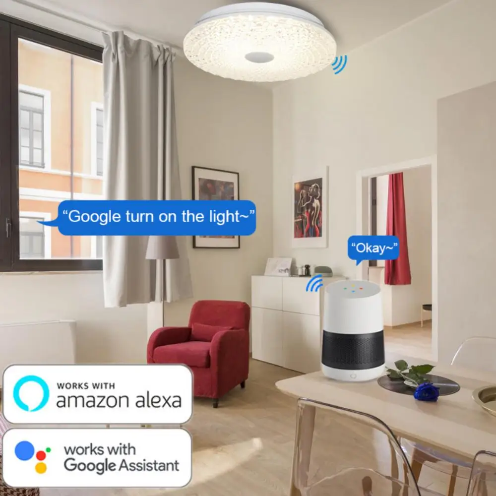 

CoRui Tuya Wifi Smart Ceiling Light 36W RGB+C+W LED Ceiling Lamp APP For Living Room Decor Bedroom Lights Voice Control Alexa