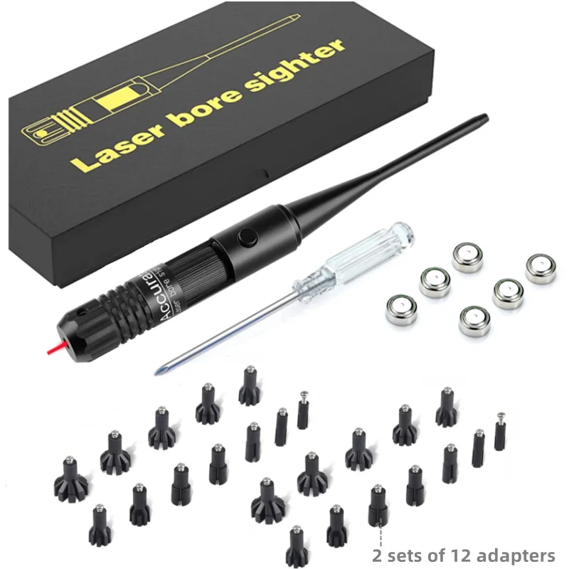 Tactical Red Laser Bore Sight Kit for .177 .22 to .54 .64 .78 Caliber Universal Rifle Laser Boresighter with Button Switch
Tactical Red Laser Bore Sight Kit for .177 .22 to .54 .64 .78 Caliber Universal Rifle Laser Boresighter with Button Switch