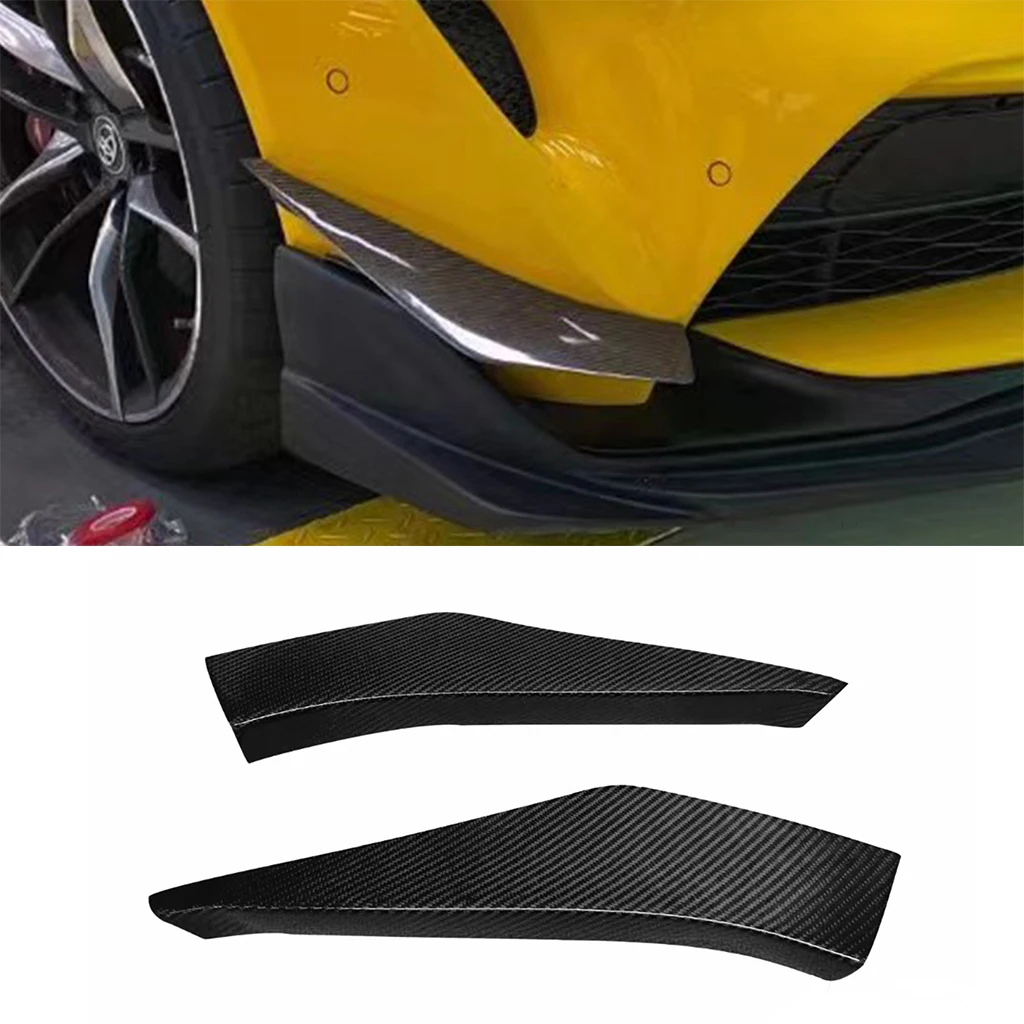 

2PCS Real Carbon Fiber Car Front Bumper Lip Splitter Air Vent Fins Trim Body For Toyota Supra GR A90 A91 MK5 FRP 2019-2022