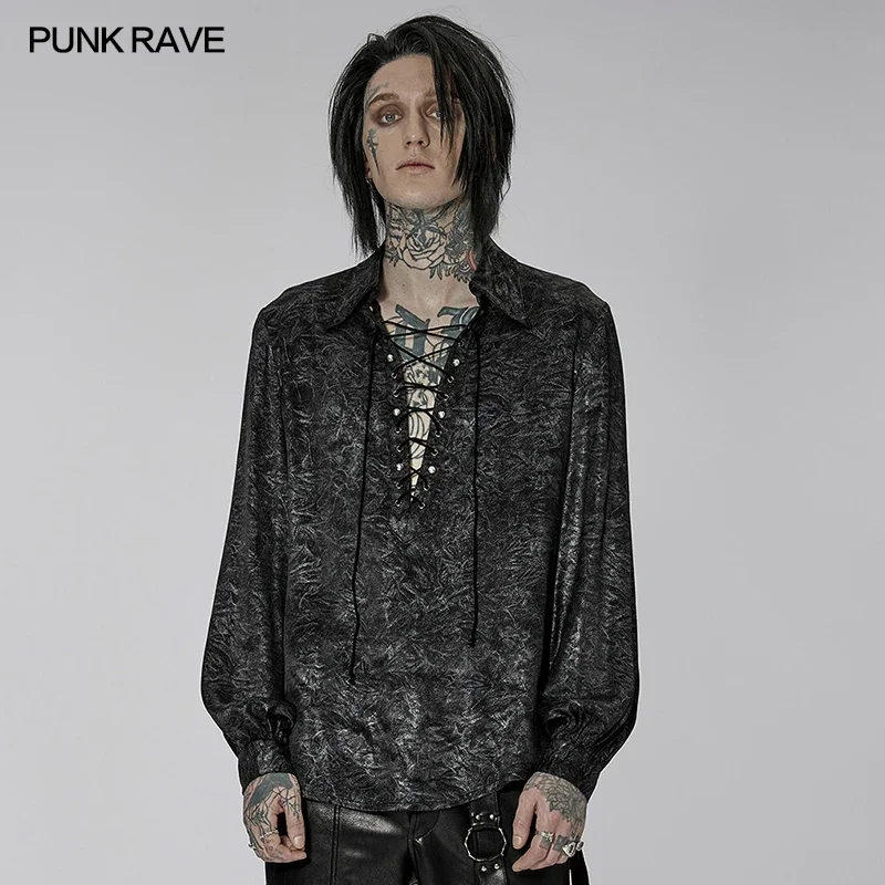 PUNK RAVE Men's Gothic Simple V-neck Pullover Shirt Personalized Rivets Decoration Party Club Loose Men Clothing Four Seasons
PUNK RAVE Men's Gothic Simple V-neck Pullover Shirt Personalized Rivets Decoration Party Club Loose Men Clothing Four Seasons