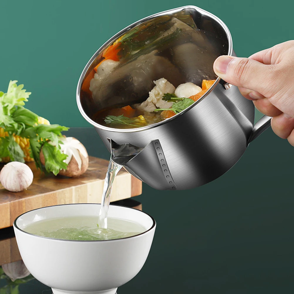 Oil Filter Kettle 1000ML Gravy Oil Soup Separator Stainless Steel Oil Filter Grease Strainer Bowl Versatile Practical Oil Filter
Oil Filter Kettle 1000ML Gravy Oil Soup Separator Stainless Steel Oil Filter Grease Strainer Bowl Versatile Practical Oil Filter