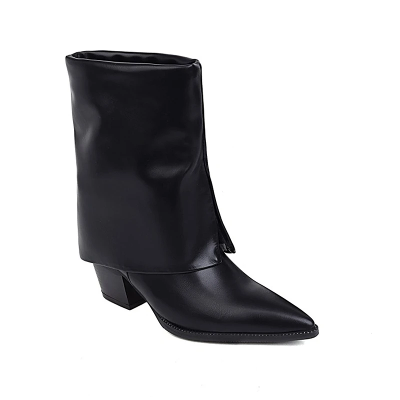 

2021 New Fashion Luxury Short Boots Leather Women Boots Fashion Winter Botas Ladies Punk Knight Shoes Plus Size 32-49 9501