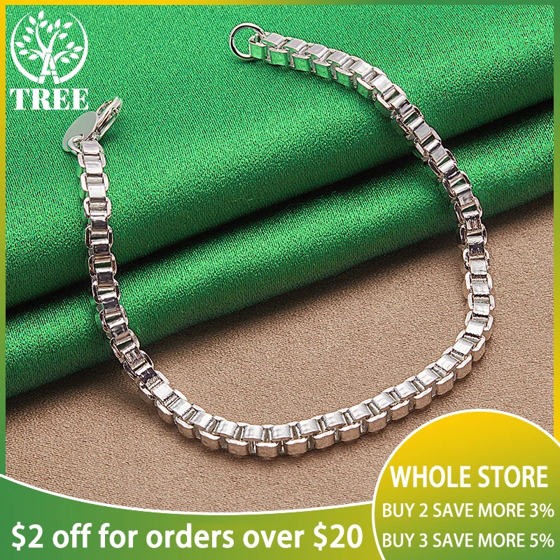 925 Sterling Silver 4mm Box Chain Bracelets For Woman Man Party Christmas Birthday Wedding Engagement Noble Charm Jewelry Gift
925 Sterling Silver 4mm Box Chain Bracelets For Woman Man Party Christmas Birthday Wedding Engagement Noble Charm Jewelry Gift
