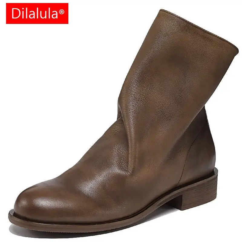 Dilalula 2024 Fashion Design Women Ankle Boots Low Heels Genuine Leather Back Zipper Shoes Woman Autumn Winter Casual Working
Dilalula 2024 Fashion Design Women Ankle Boots Low Heels Genuine Leather Back Zipper Shoes Woman Autumn Winter Casual Working