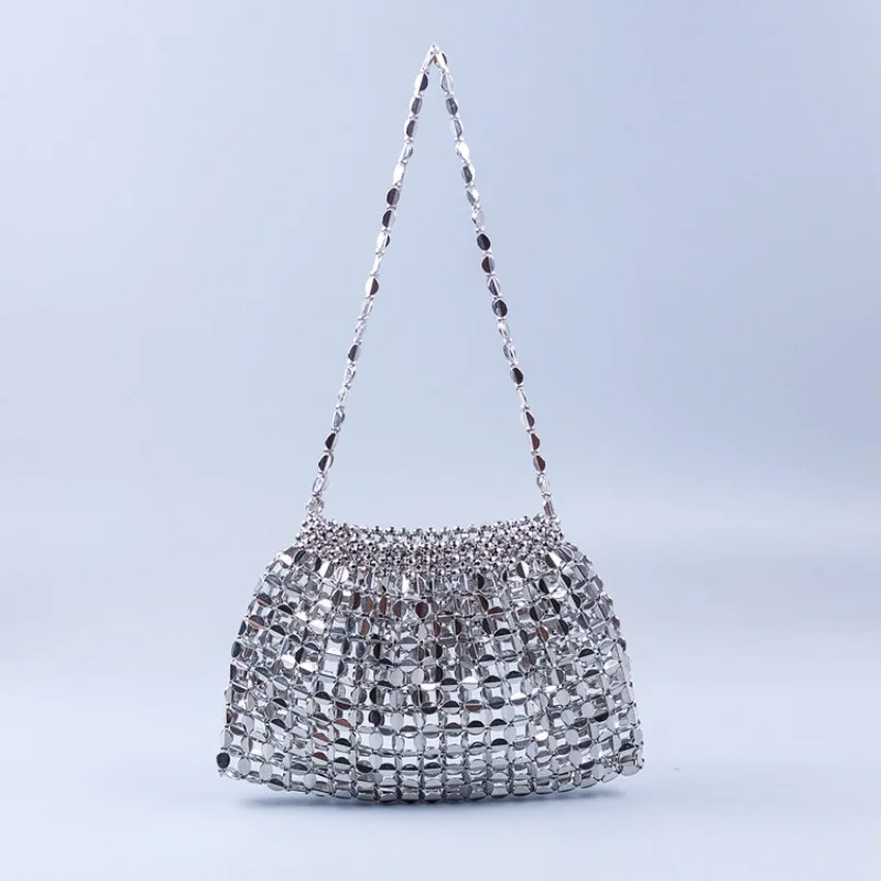 

Exquisite Luxury Shinny New Small Crossbody Bag Beading Braid Fashion Hobos Shoulder Bag Niche Outdoor Leisure All-match Pack