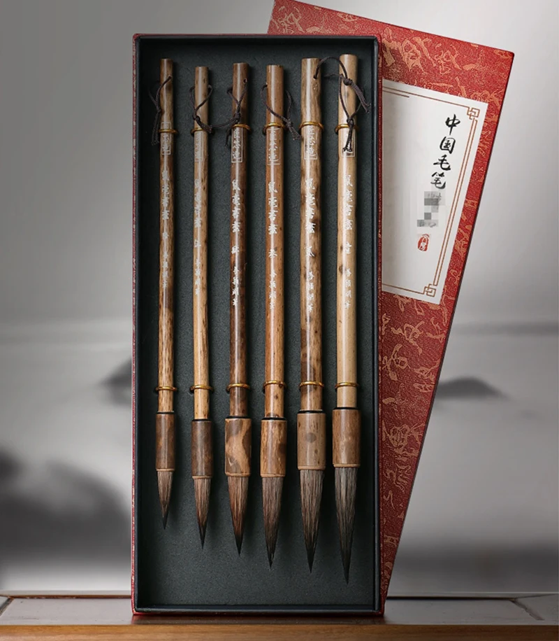 6PCS Chinese Calligraphy Paint Brush Pen Set Rat Whiskers Bamboo Holder Gift Box Painting Brush For Gouache Wash Art Supplies
6PCS Chinese Calligraphy Paint Brush Pen Set Rat Whiskers Bamboo Holder Gift Box Painting Brush For Gouache Wash Art Supplies