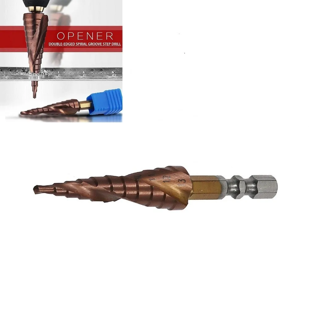 

3-13mm Step Drill Bit 77*47*6.35mm For 0.1~4mm Iron Hex Shank Woodworking Bits M35 Cobalt 1pc Durable Efficient