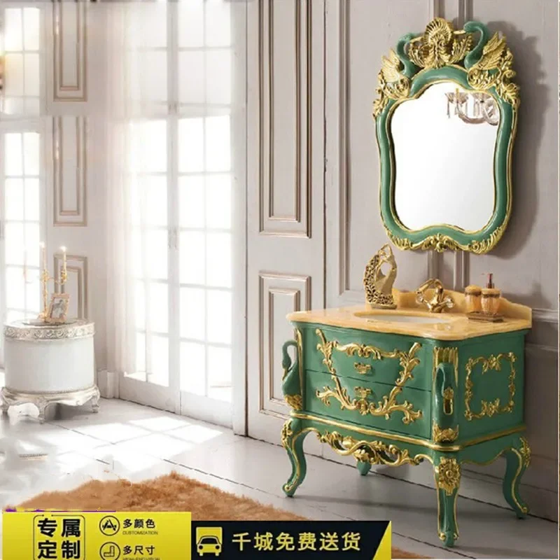 Customized Luxury European Bathroom Cabinet Wash Basin Combination Personalized French Bathroom Cabinet Wash up Sink
Customized Luxury European Bathroom Cabinet Wash Basin Combination Personalized French Bathroom Cabinet Wash up Sink