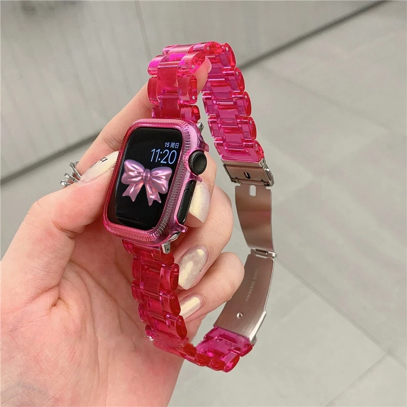 Transparent Rose Red Case+Strap For Apple Watch Band 49mm 45mm 41 44mm 38 42 40 Hard PC Band For iWatch Series 8 7 SE 6 5 4 3 2
Transparent Rose Red Case+Strap For Apple Watch Band 49mm 45mm 41 44mm 38 42 40 Hard PC Band For iWatch Series 8 7 SE 6 5 4 3 2