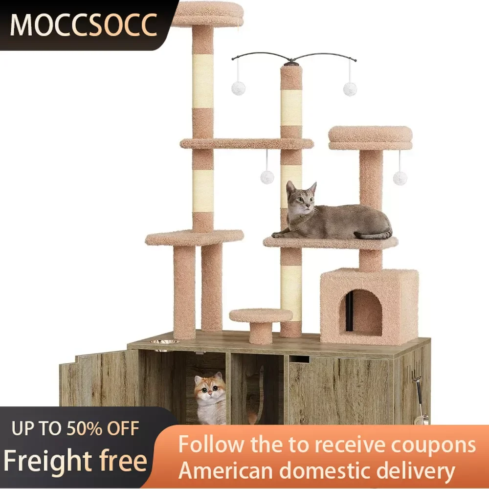 Двойной контейнер для кошачьего туалета с башнями для кошачьего дерева, чесалка, деревенский коричневый контейнер для груза, Бесплатная подставка для кровати и рамка
Двойной контейнер для кошачьего туалета с башнями для кошачьего дерева, чесалка, деревенский коричневый контейнер для груза, Бесплатная подставка для кровати и рамка