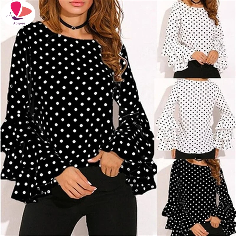 Women Polka Dot Blusas Shirts Spring Fashion O Neck Long Sleeve Blouse Femininas Casual Tops 4XL 5XL Shirt
Women Polka Dot Blusas Shirts Spring Fashion O Neck Long Sleeve Blouse Femininas Casual Tops 4XL 5XL Shirt