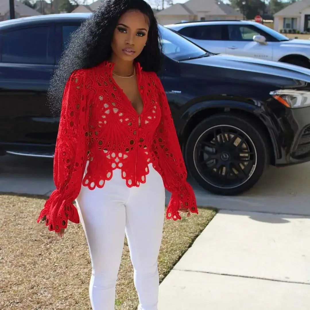 Dashiki African Shirts For Women 2024 New Elegant Long Sleeve Hollow Out Mesh Lace Shirt Sheer See Through Top Blouse Clothing
Dashiki African Shirts For Women 2024 New Elegant Long Sleeve Hollow Out Mesh Lace Shirt Sheer See Through Top Blouse Clothing