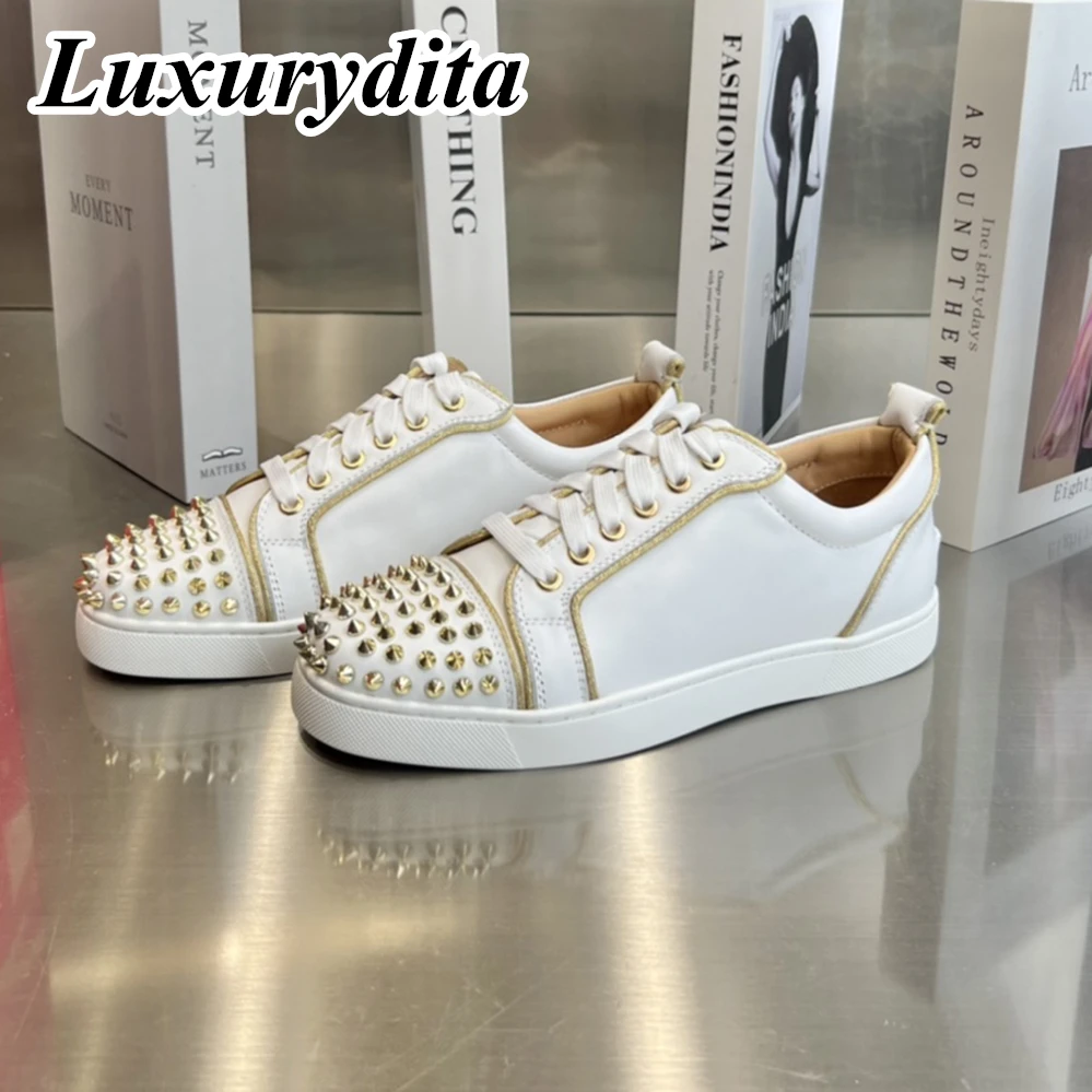 LUXURYDITA Дизайнерские мужские повседневные кроссовки из натуральной кожи с красной подошвой роскошные женские теннисные туфли 35-47 модные Лоферы унисекс HJ824
LUXURYDITA Дизайнерские мужские повседневные кроссовки из натуральной кожи с красной подошвой роскошные женские теннисные туфли 35-47 модные Лоферы унисекс HJ824