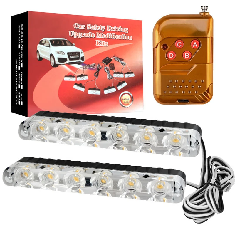 1 Set 2*6 LED Car Strobe Warning Light With Wireless Remote Control Red And Blue Police Light 12V Ambulance Flashing Lights
1 Set 2*6 LED Car Strobe Warning Light With Wireless Remote Control Red And Blue Police Light 12V Ambulance Flashing Lights