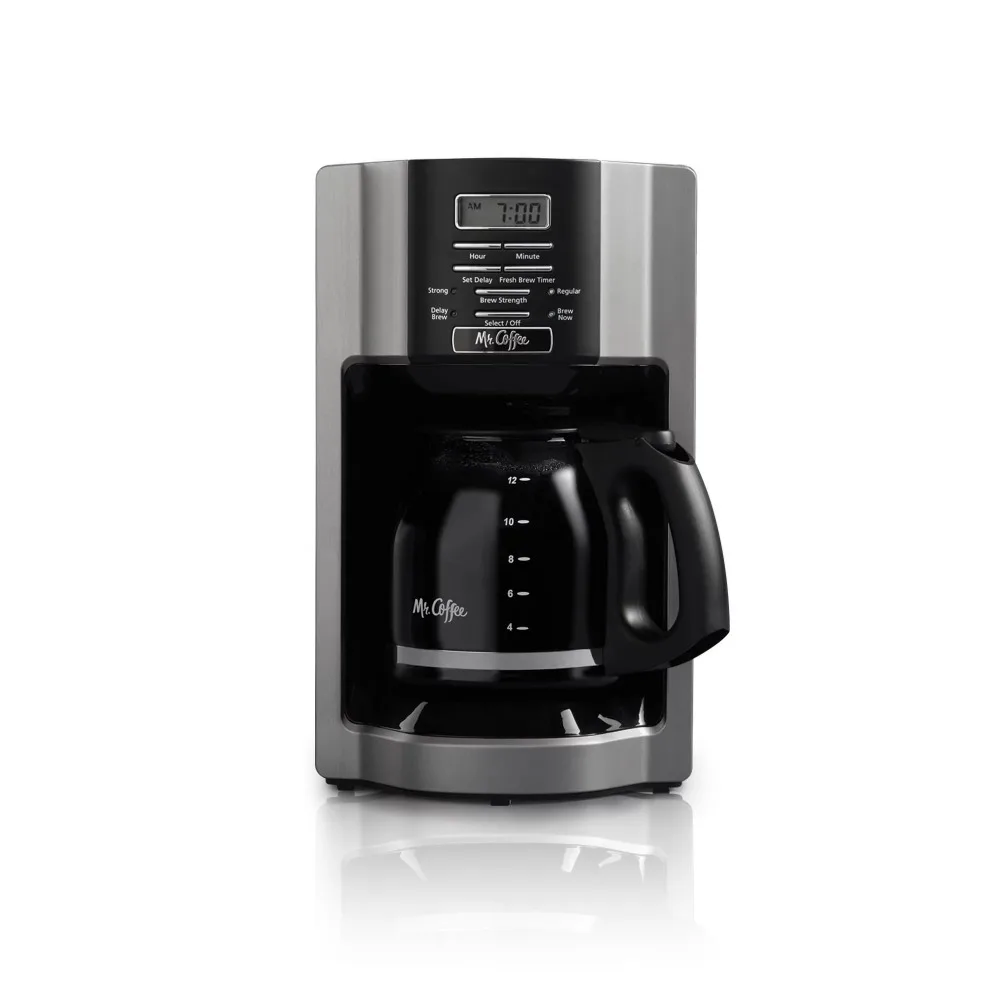 

Mr. Coffee 12-Cup Programmable Coffeemaker, Rapid Brew, Brushed Metallic 2-hour Auto Shut-Off