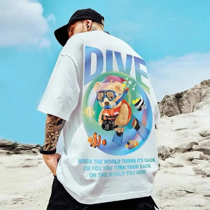 Cartoon Bear short sleeve men's summer fashion national fashion loose T-shirt hip hop fashion brand high street clothes
Cartoon Bear short sleeve men's summer fashion national fashion loose T-shirt hip hop fashion brand high street clothes