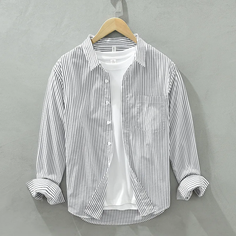 Autumn Winter New Fashion Vertical Striped Men Long Sleeve Shirt Casual Trendy Shirt Loose Long Sleeve Tops C2117
Autumn Winter New Fashion Vertical Striped Men Long Sleeve Shirt Casual Trendy Shirt Loose Long Sleeve Tops C2117