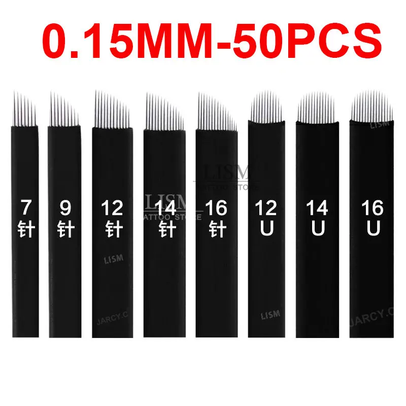 

0.15mm Laminas Nano Tebori Microblading Blades Black 12/14/16/18 Flex U Tattoo Needles Permanent Makeup Supplies for Eyebrow