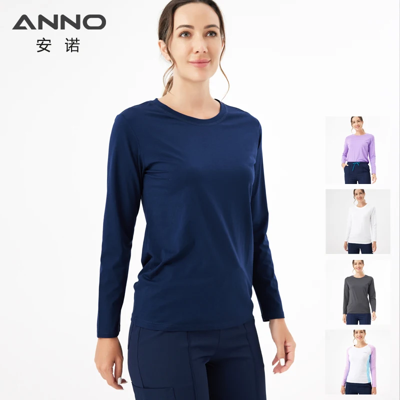 

ANNO Keep Warm Under Shirt Long Sleeves Cotton Hospital Scrubs Accessories Equipment Unisex Body O Neck Inside Bottoming Cloths