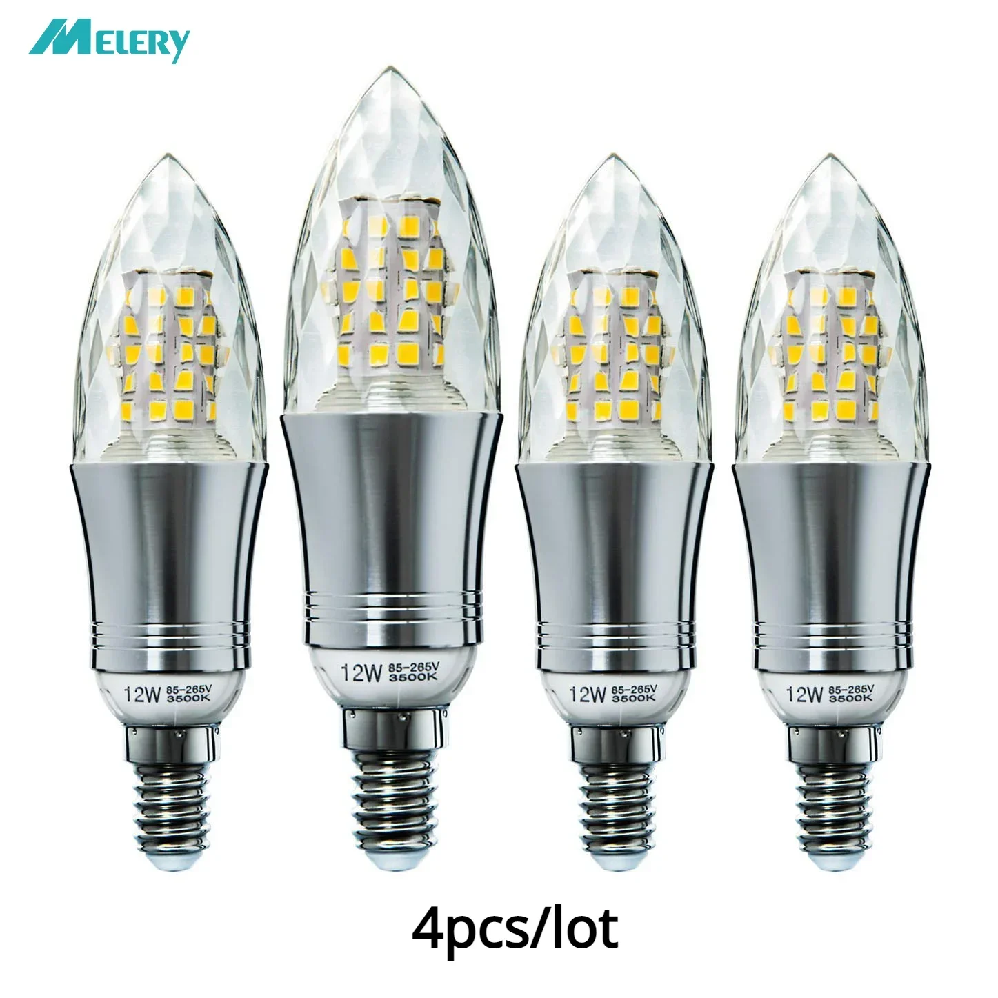 

E14 LED Light Candle Bulbs Lamp 12W Equivalent 100W 3500K Warm 6500K Cold White Candelabra SES 1200Lm [Energy Class A+] 4PACK