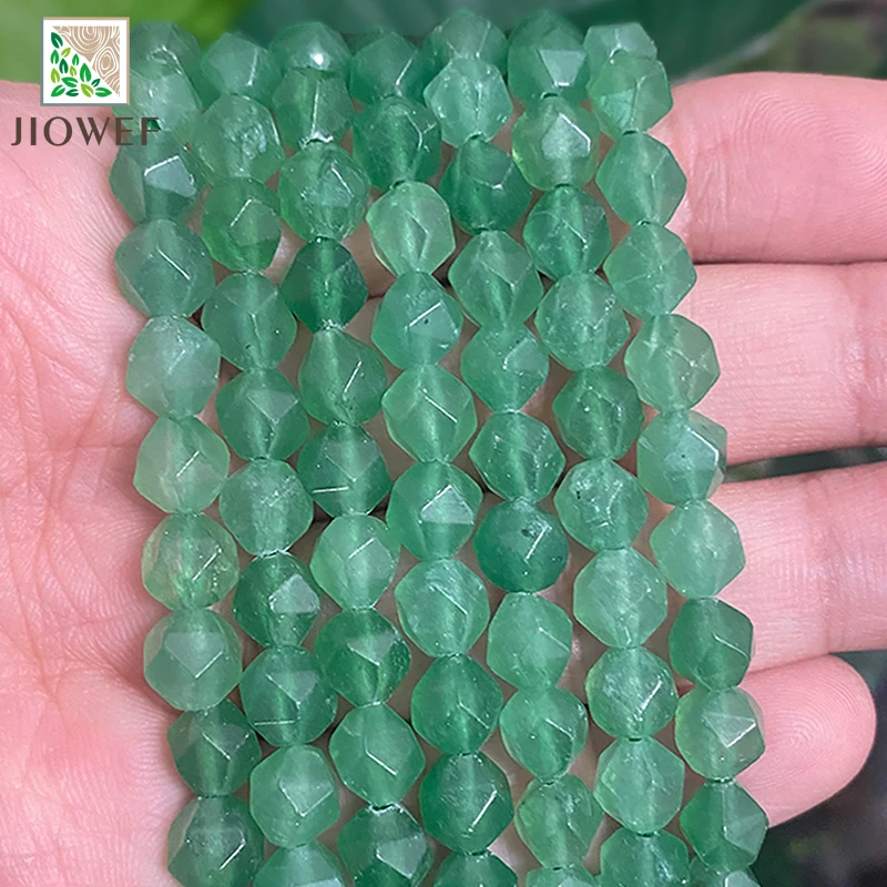 

Smooth Faceted Green Chalcedony Jaspers Spacers Loose Beads for Making Jewelry Natural Stone DIY Charms Bracelet 14" Strand 8MM