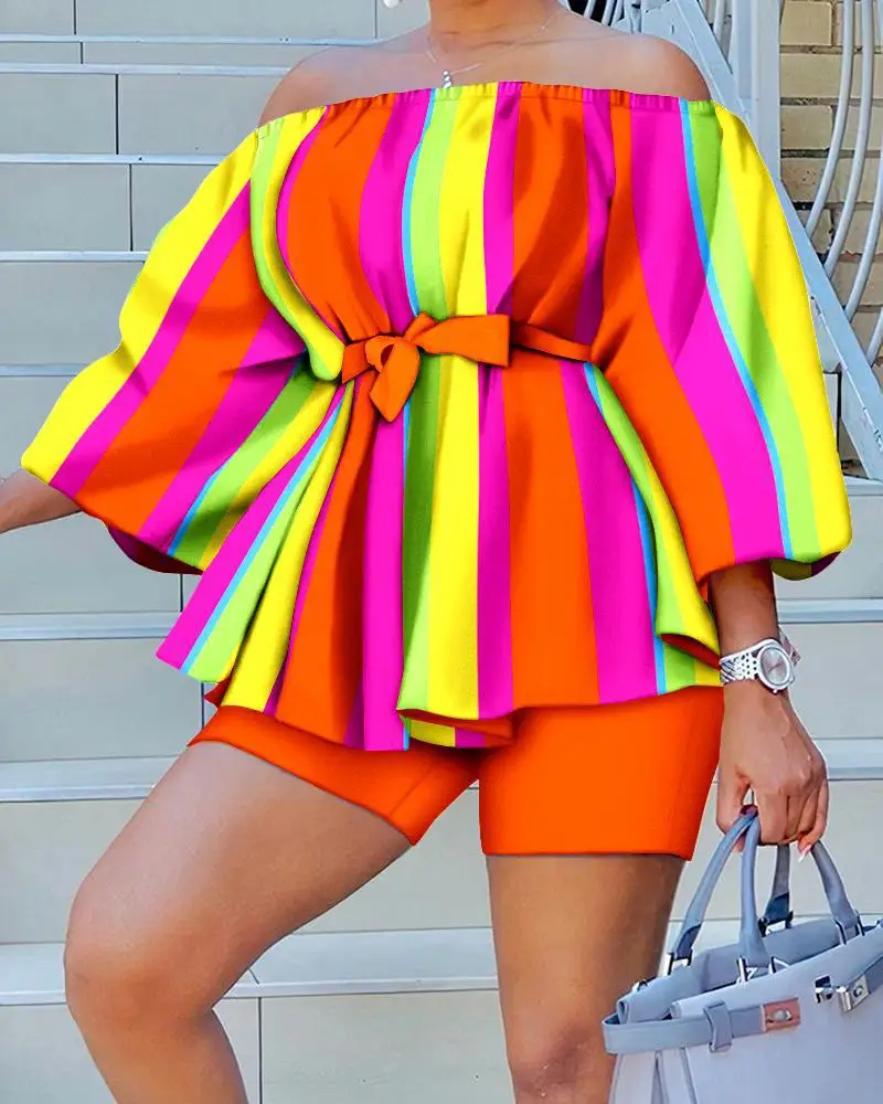 Women Clothes Casual Tie Dye Print Off Shoulder Belted Long Sleeve Top & Shorts Set Summer Fashion Women's Short Pants Outfits
Women Clothes Casual Tie Dye Print Off Shoulder Belted Long Sleeve Top & Shorts Set Summer Fashion Women's Short Pants Outfits