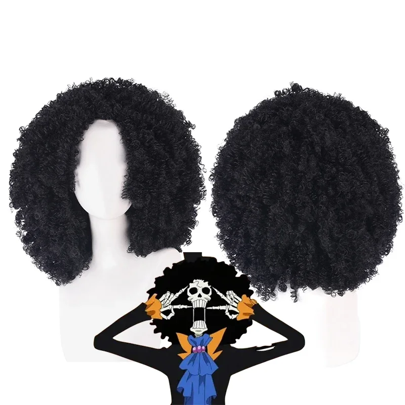 

Anime Burukku Cosplay Wig Adult Unisex Black Curly Hair Fluffy Styling Heat Resistant Synthetic Wigs Halloween Costume Prop