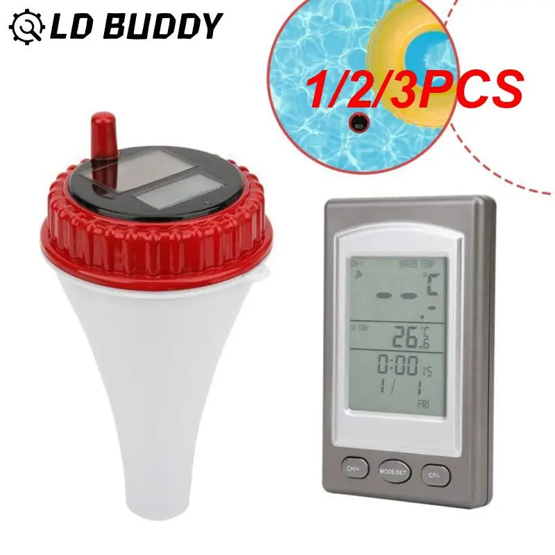 

1/2/3PCS Solar Thermometer Wireless Swimming Pool Outdoor Digital Powered Swim Pond Tub Waterproof Float Temperature Meter LCD