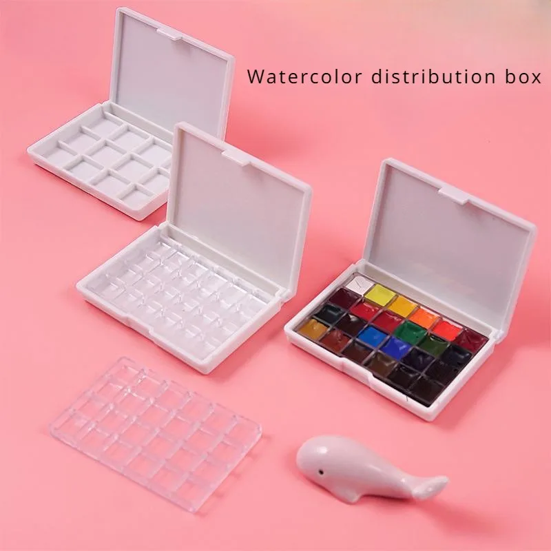 

24 Color Watercolor Pigment Distribution Box 0.5/1ML Color Mixing Box Art Outdoor Sketching Watercolor Gouache Painting Palette