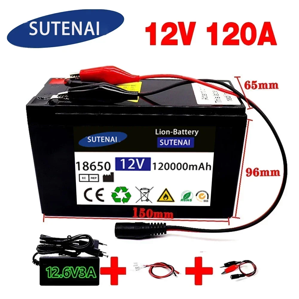 12V 120Ah 120000mAh 18650 lithium battery 30A sprayer built-in high current BMS electric vehicle battery +12.6V charger
12V 120Ah 120000mAh 18650 lithium battery 30A sprayer built-in high current BMS electric vehicle battery +12.6V charger