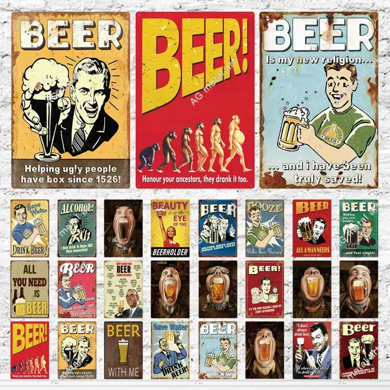

Funny Comics Alcohol Beer Tin Sign Shabby Rust Bar Pub Cafe Plate Poster Vintage Wall Decor Man Cave Sign Plate Painting Plaques